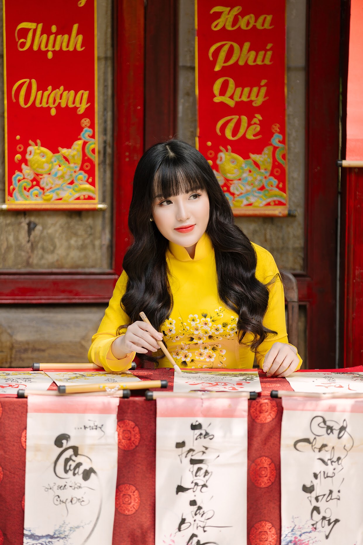 chụp ảnh áo dài xuân