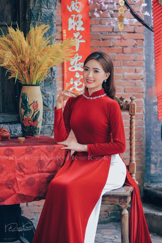 chụp ảnh áo dài tết