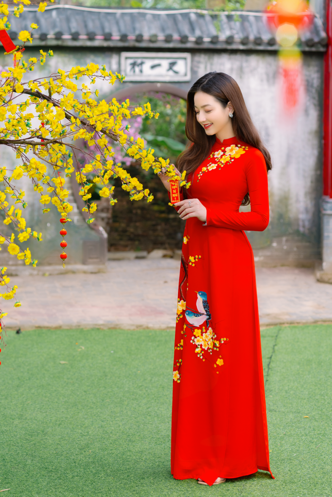 Chụp áo dài tết trong phim trường